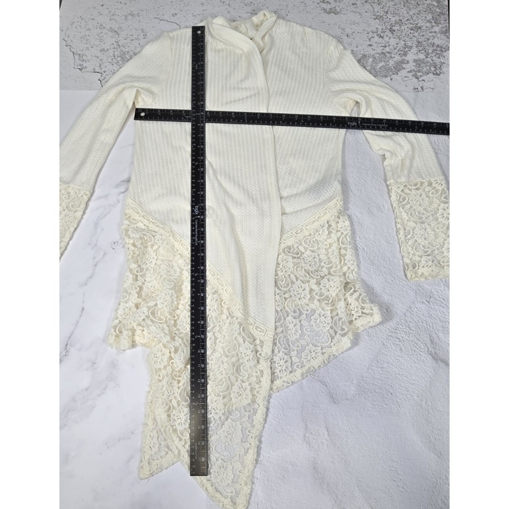 Knox Rose Womens S Sweater/Wrap Ivory Open Front Lace/Crochet Cottage Feminine - Picture 15 of 16